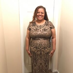 Betsy & Adam Bronze Sequins Dress Size 14